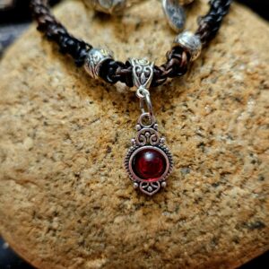 Vintage Design Gothic Style Pendant w/Red Cabochon