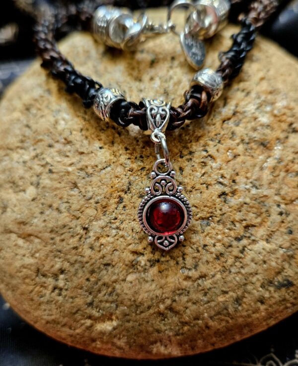 Vintage Design Gothic Style Pendant w/Red Cabochon