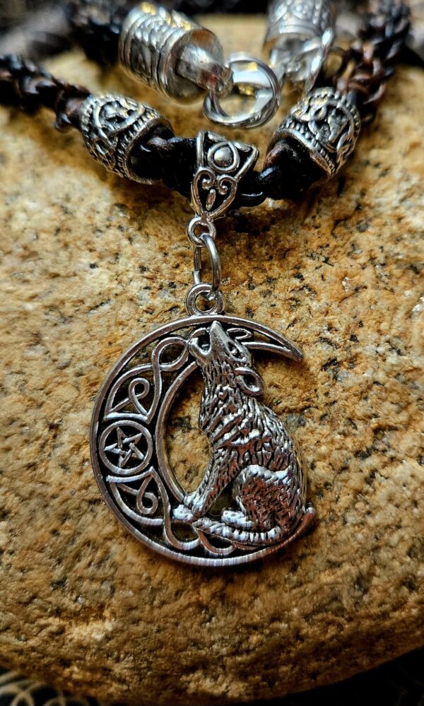 Celtic Moon Wolf Pendant